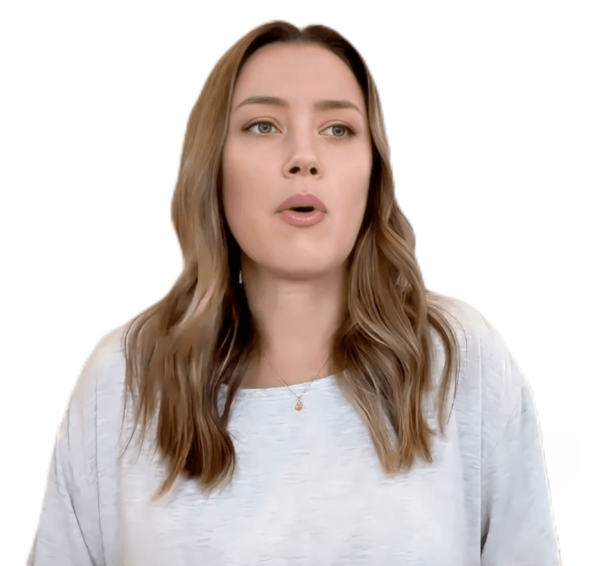 AI-generated avatar of a woman with long brown hair wearing a light gray top, speaking with a neutral expression on a white background.